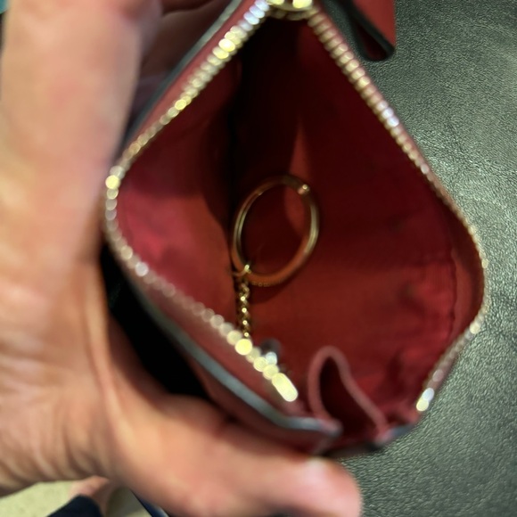 VALENTINO GARAVANI Red Rockstud Unisex Calfskin Key Coin Wallet - Picture 3 of 5